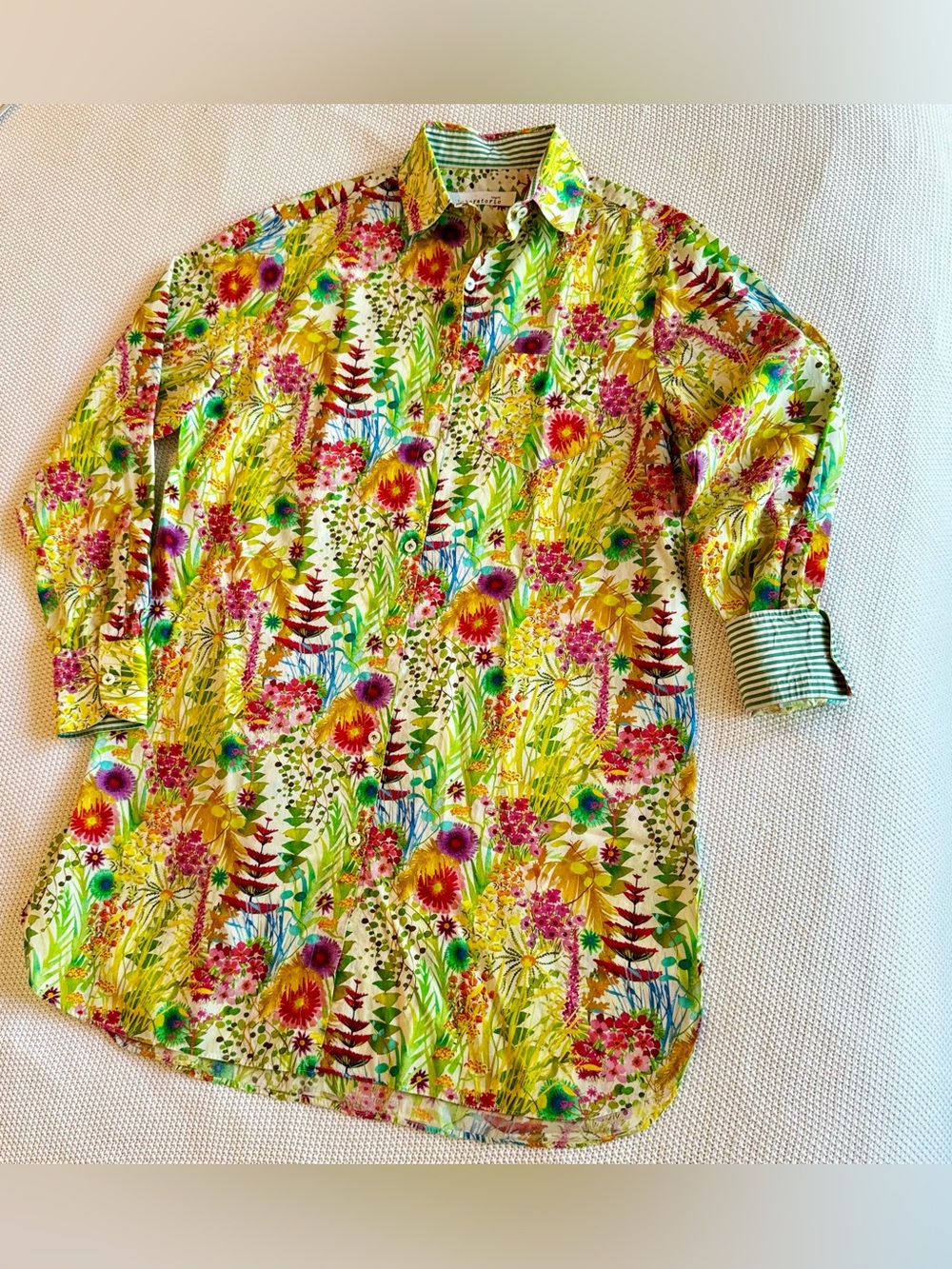 LABORATORIO CAPRI Yellow Floral Long-Sleeve Shirt Mini Dress - Picture 6 of 16